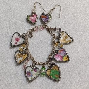 Floral Hearts Bracelet And Earrings